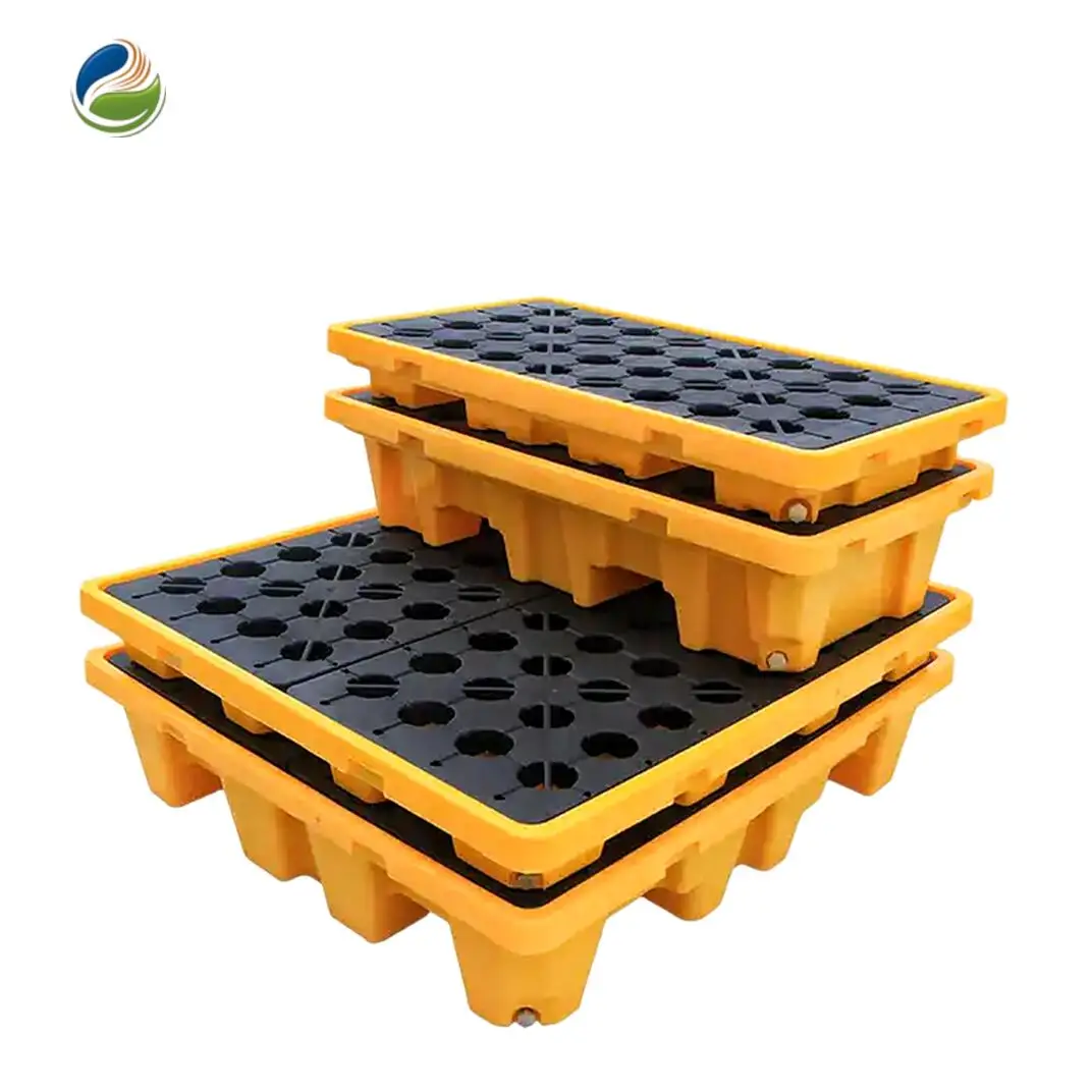 wholesale removable industrial safety hazardous Chemicals Modular plastic PE poly 4 drum oil spill pallet