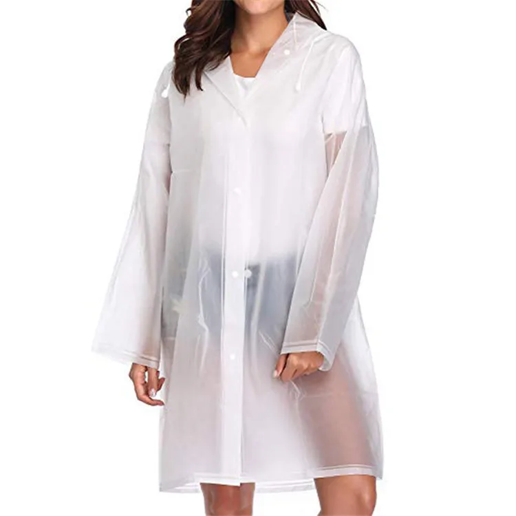2021 Reusable Transparent Portable Long Woman Girl Lady Folding Stylish Rain Coat