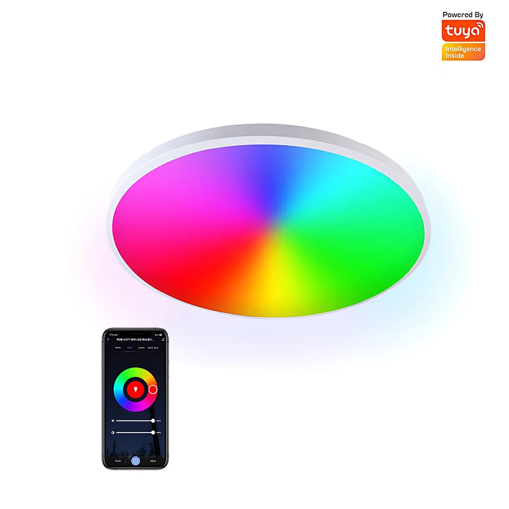 LEDEAST TY Smart LED Panel Light Tuya APP Control Dimmable 24W Round thin Led Ceiling Light Smart RGBCW Lamp