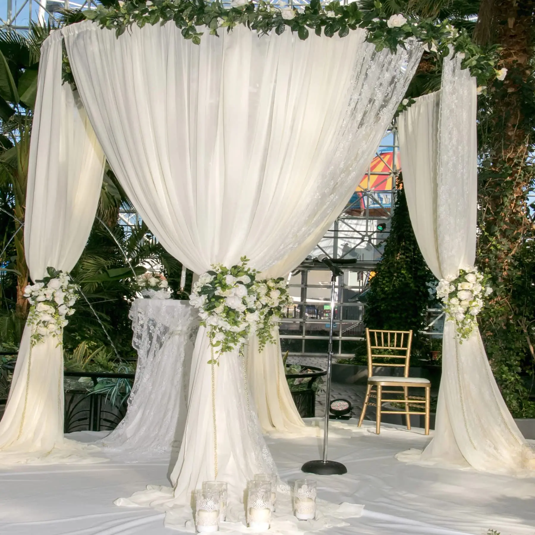 Wholesale Ivory Backdrop Curtain Drapes Chiffon Fabric Backdrop Panels for Wedding Party Ceremony Stage Decoration