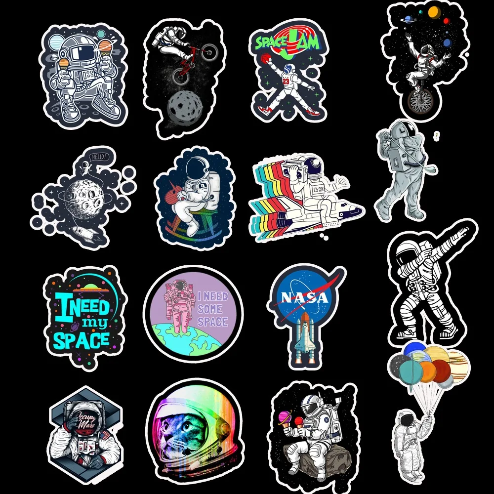 50pcs Spaceman Stickers Astronaut Waterproof Vinyl Decals for Water Bottles Laptop Car Luggage Cup Computer Mobile Phone Decor