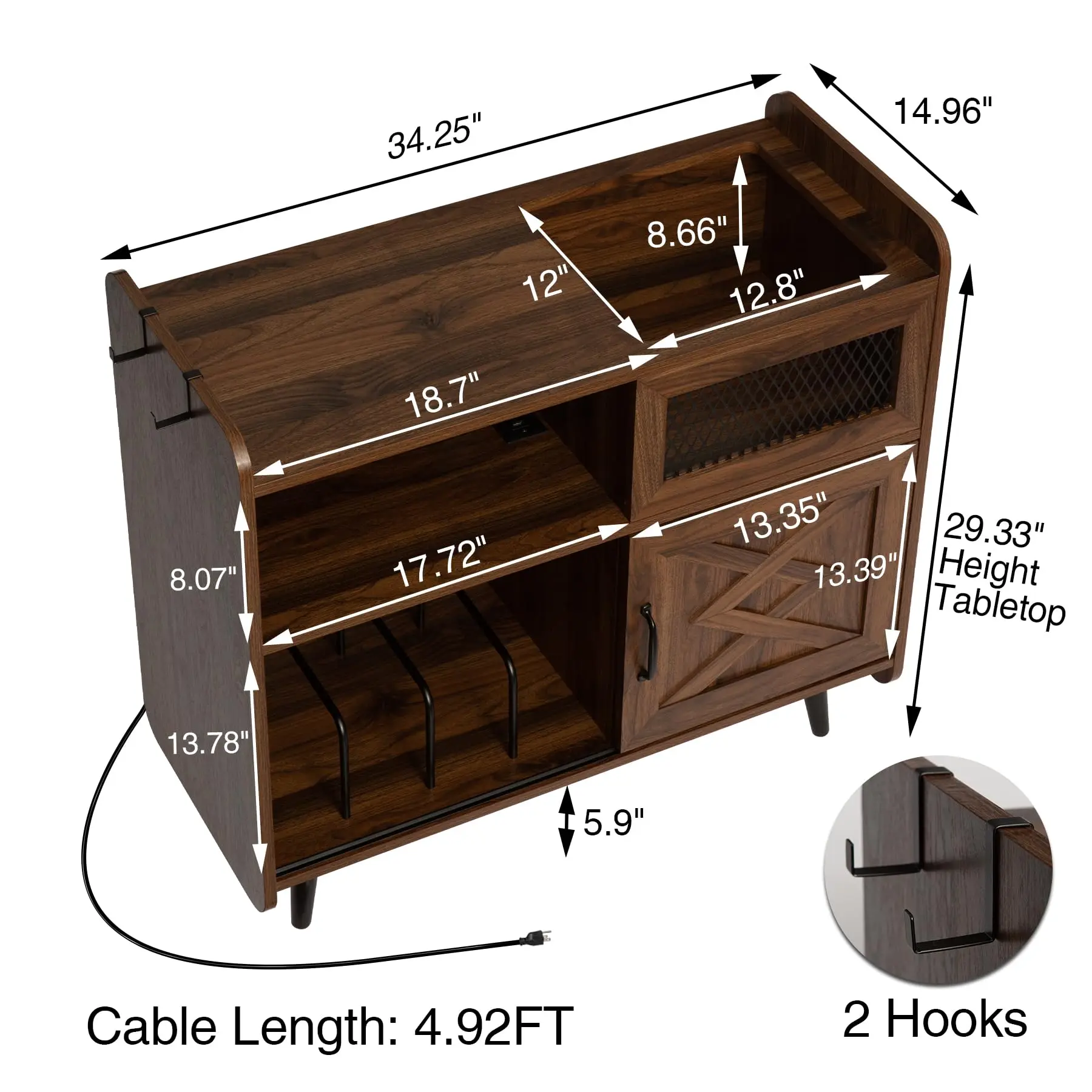 Record Player Stand with Vinyl Storage 350 Albums Large Turntable Stand with Sliding Door