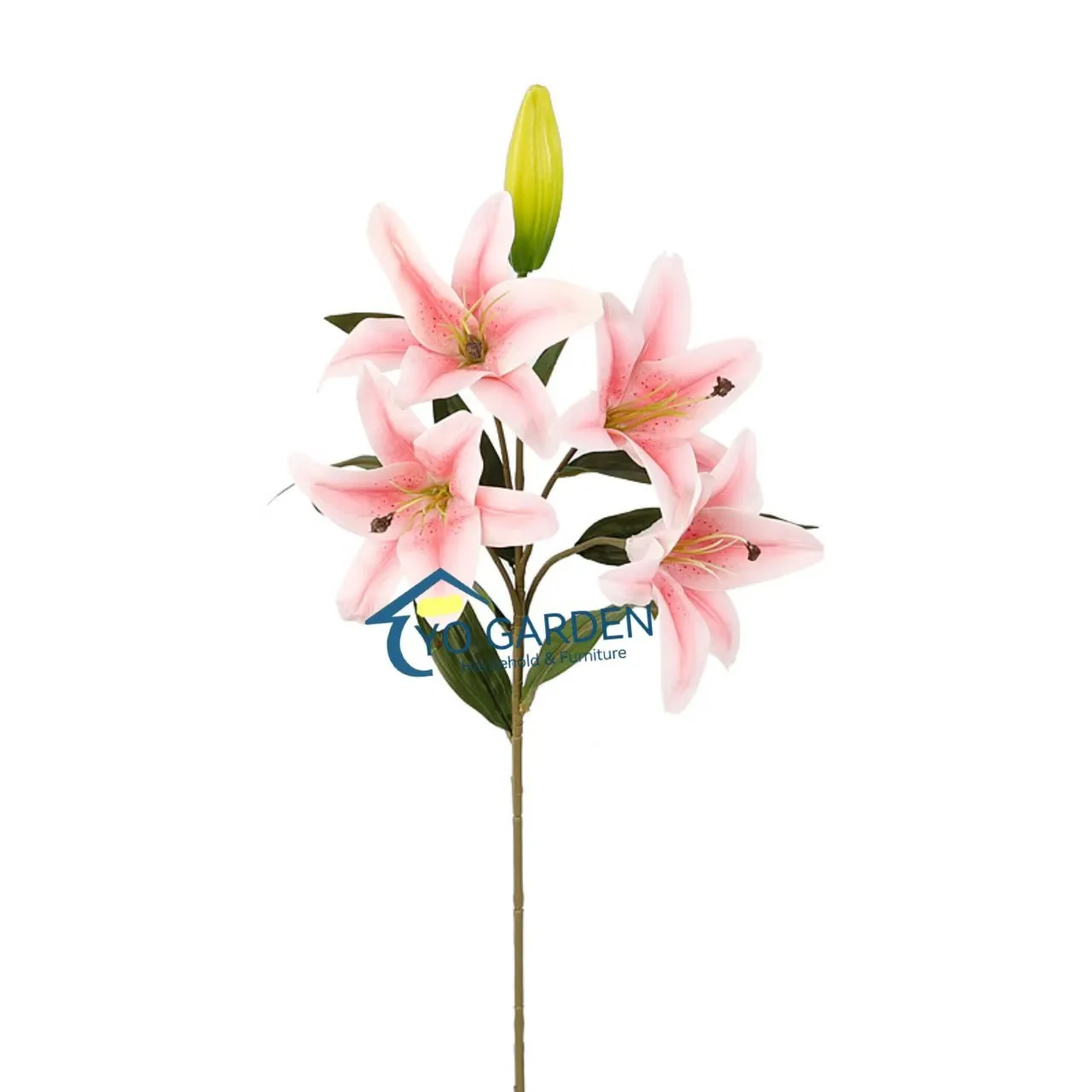 Hot Selling PU 5 Heads White Pink Natural Touch Artificial Lily Wedding Flower For Home Party Decoration Table Center Piece