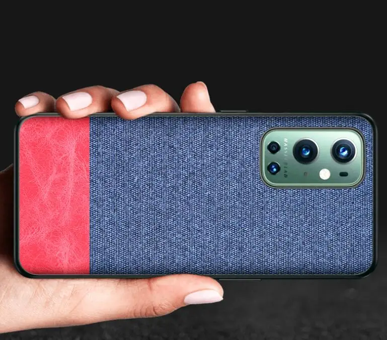 Luxury Ultra Slim PU Leather Shockproof Denim Fabric Pattern Phone Case For Oneplus 9 Pro