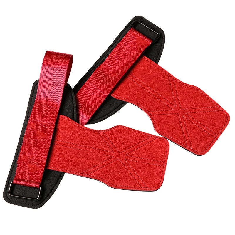 Custom Adjustable Non-Slip Protect Palm Leather Pull-ups Weight Lifting Gym Hand Grips Wrist Straps