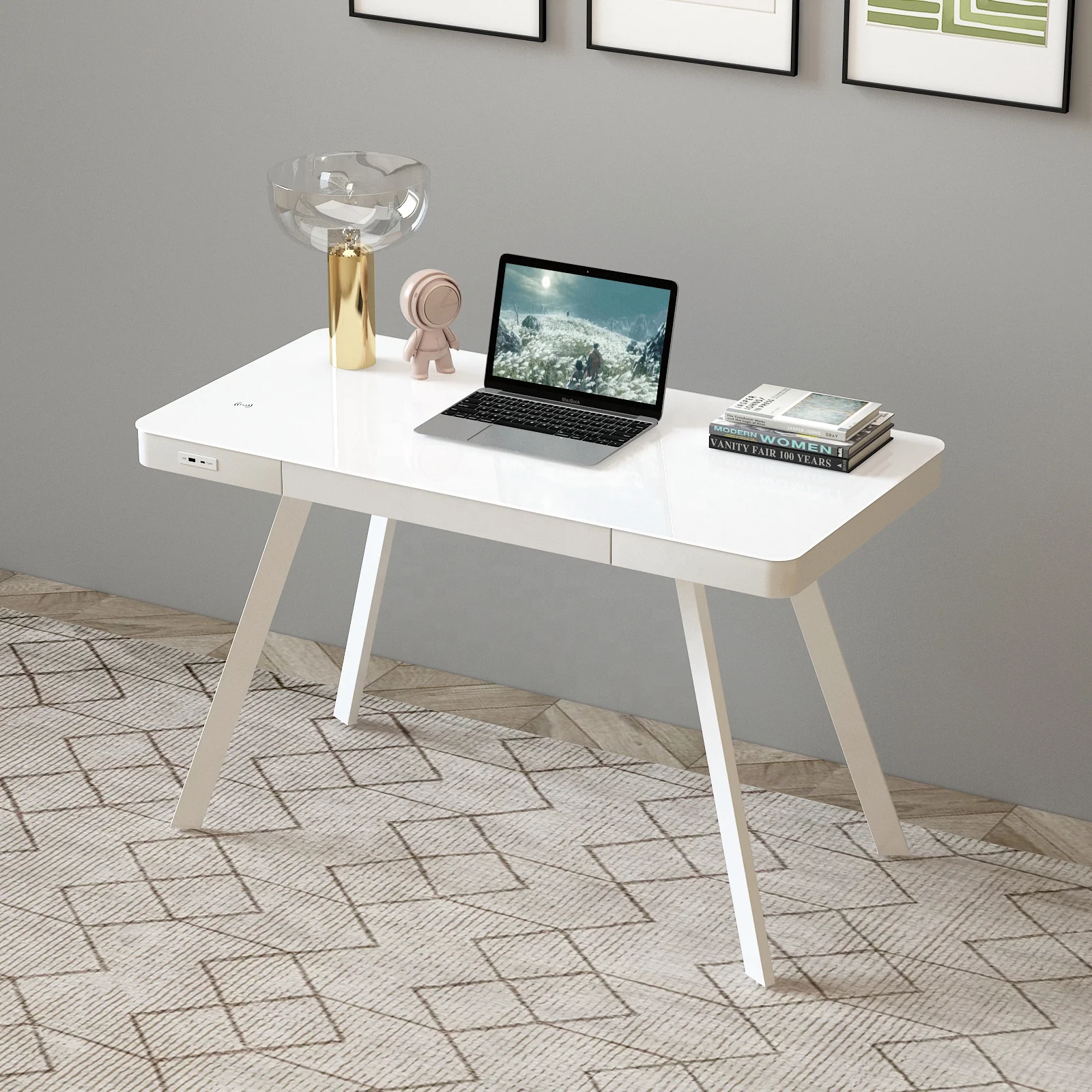 High Quality Smart Audio Tempered Glass Safety Round Table Corner To Prevent Bumping Non-Slip Foot Pad Side Table