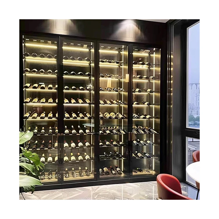 Custom made  Modern Wood Living Room Furniture metal cabinet shelves wine cooler refrigerator wine shelf cabinet