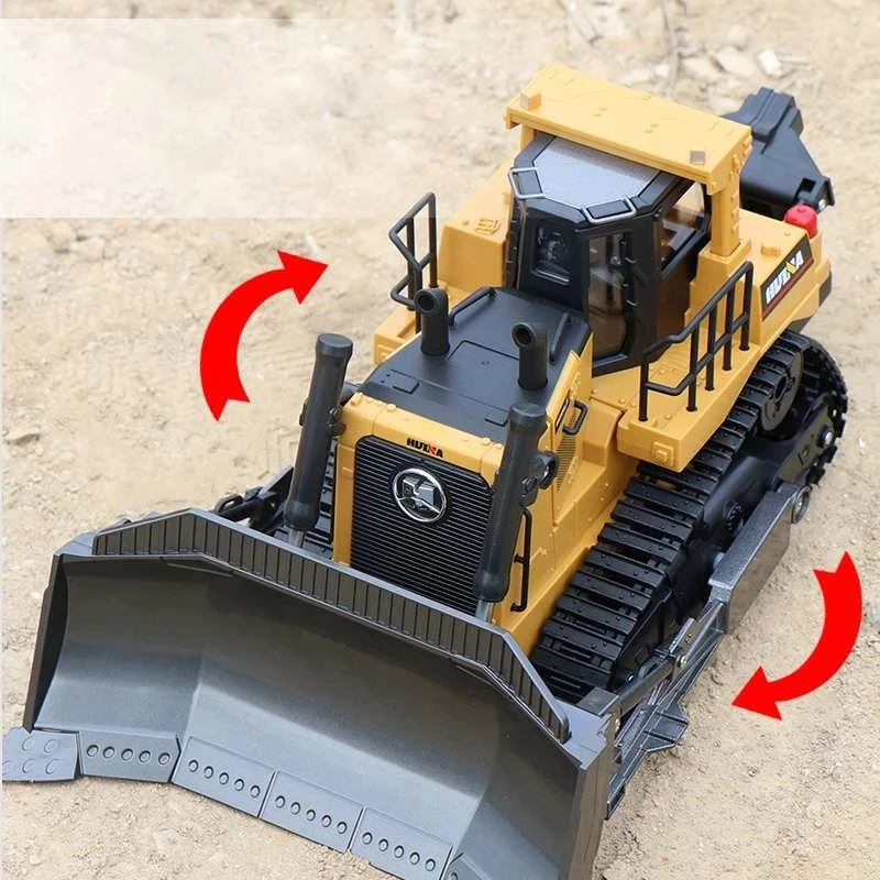 Huina 1569 1/16 8CH RC Alloy Heavy Bulldozer Remote Control Truck Hobby Engineering Vehicle RC Car Toys For Children Boys