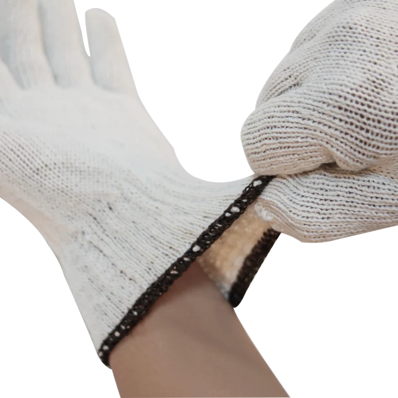 Herong 600g Natural White Cotton Knitted Working Gloves guante trabajo