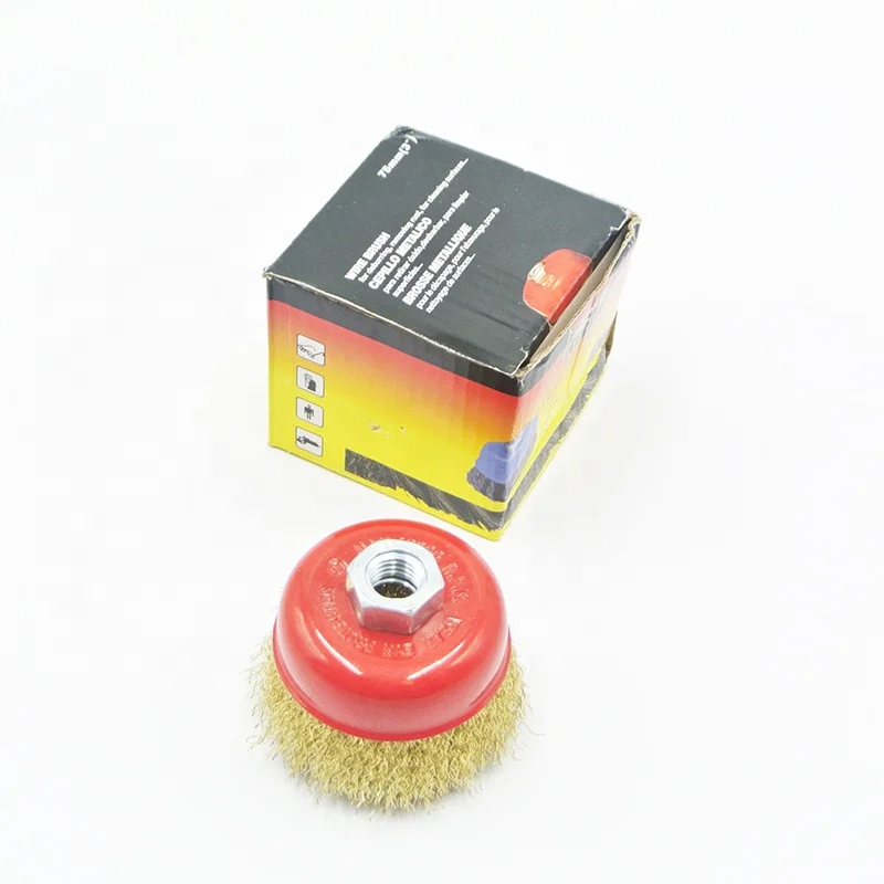 Angle Grinder Steel Wire Crimped Cup Brush Polishing Cleaning Painting Industrial Grade 75mm Copper Coated Steel Wire 25mm 12500