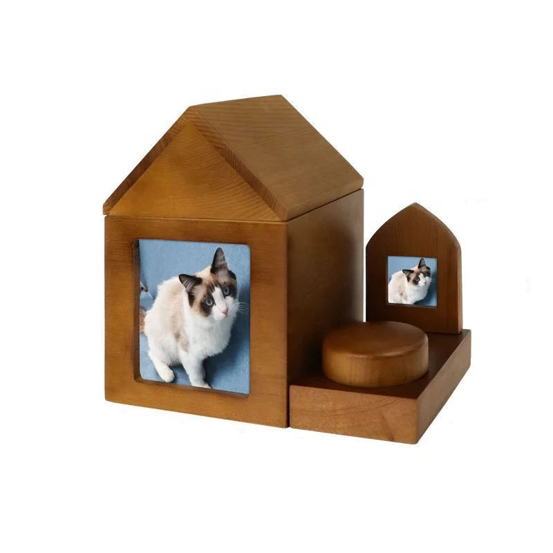 Vintage Style Solid Wood Pet Ash Box Pet Funeral Supplies Commemorative Caskets Urns for Pet Cat Ash Storage Coffins Box