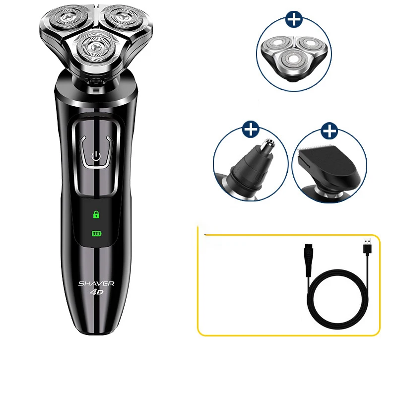 Electric Shaver for Men - 3D Rechargeable Rotary Shaver Wet and Dry Whole Body Waterproof Electric Razor