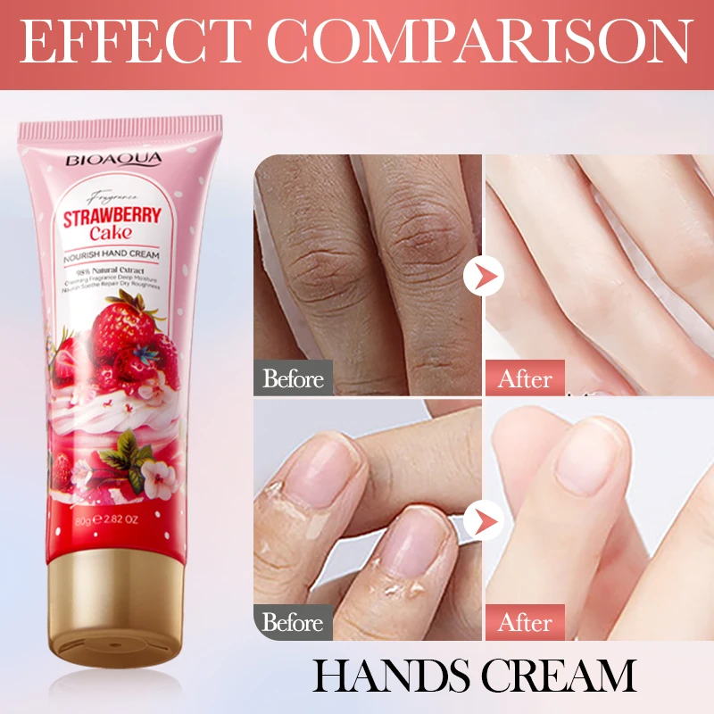 OEM SADOER Private Label Natural Strawbeny Cake Moisturizing Niacinamide Fragrance Hand Cream Anti Chap Whitening Hand Cream
