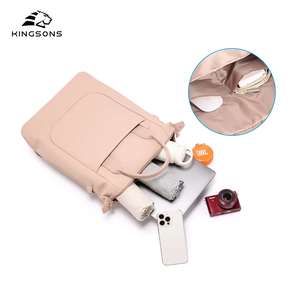 Kingsons Ladies Small laptop backpack 14 inch Girls Fashion School Waterproof backpack Travel work bag Concise casual pink