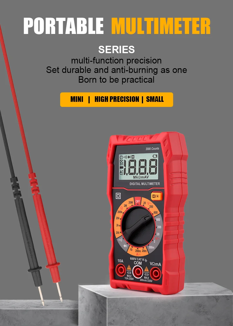 GSFIXTOP Handheld Digital Multimeter Ac/dc Volt Amp Ohm Capacitance Tester Multimeter