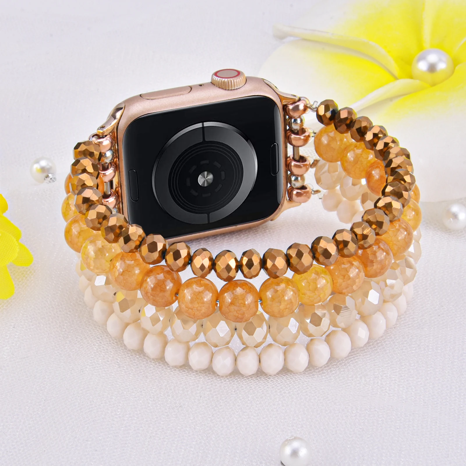 Wholesale Alloy  Elegant watch Strap Black Agate Jewelry Watch Strap Suitable For Watch 1/2/3/4/5/6/7