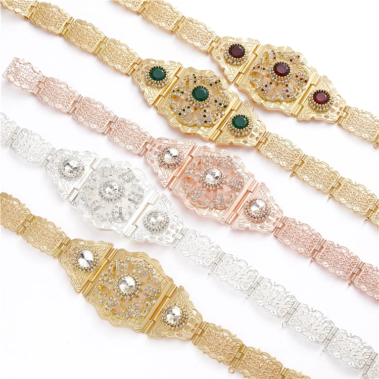 Пятно оптовая продажа Алжир марокканский шик кафтан Свадьба 14k Золотой металлический пояс для женщин Регулируемая цепочка