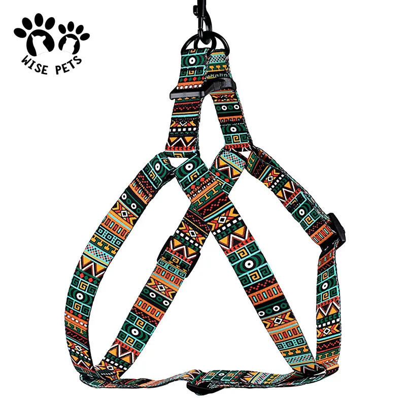 High Quality Pet Harnesses Collar Lead Set Custom Heat Transfer Printed Dog Cat Harness And Leash Set For Walking Training