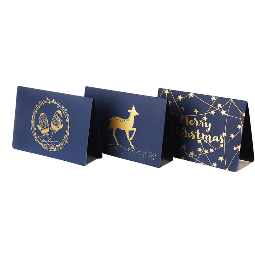 Christmas Gold Foil Postcard Paper Card Printing Wedding & Gift Greeting Custom Size With Envelope