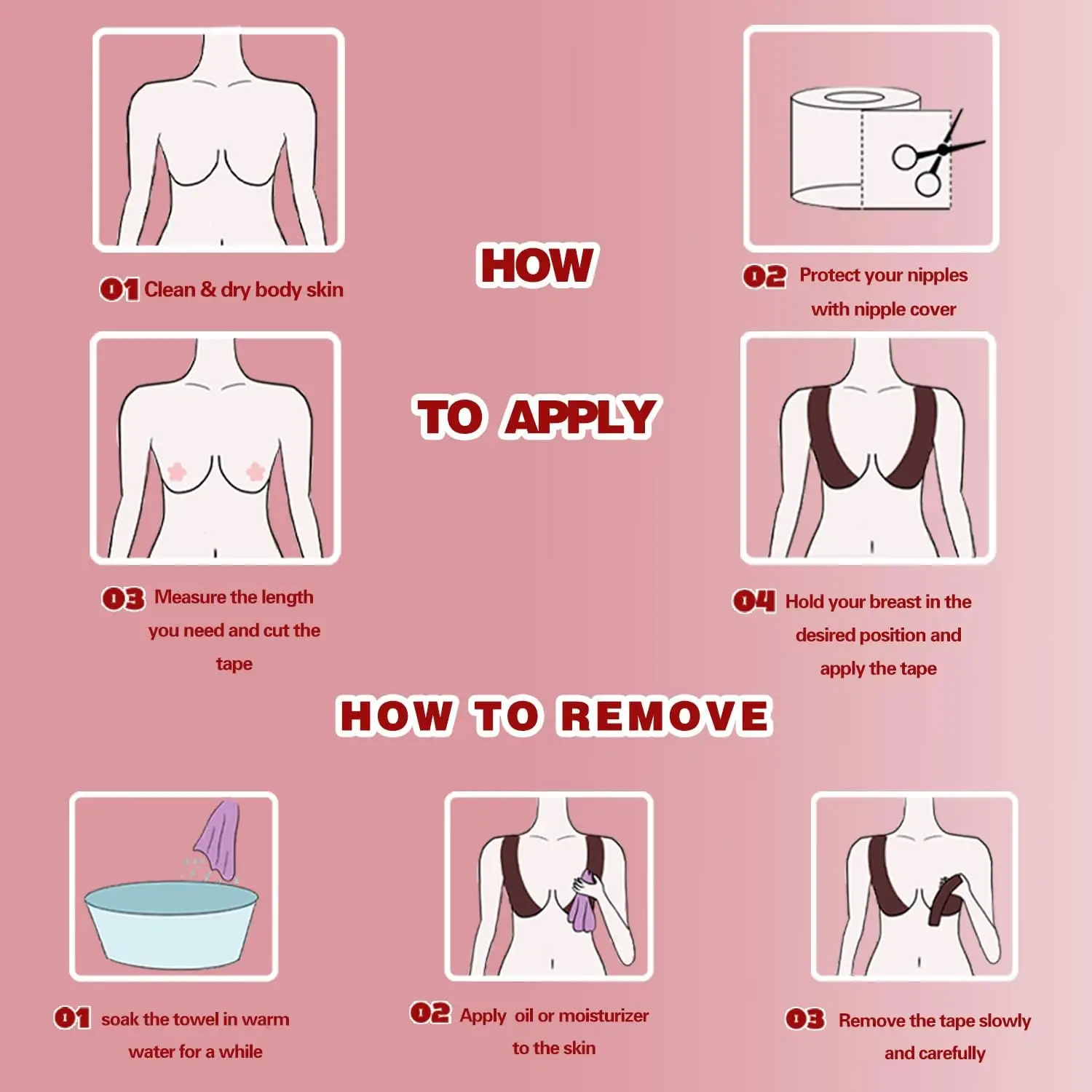 Waterproof Breathable Body Tape DIY Big Size Boob Bra Accessories Adhesive Breast Lift Tape For Womens Coffee Color