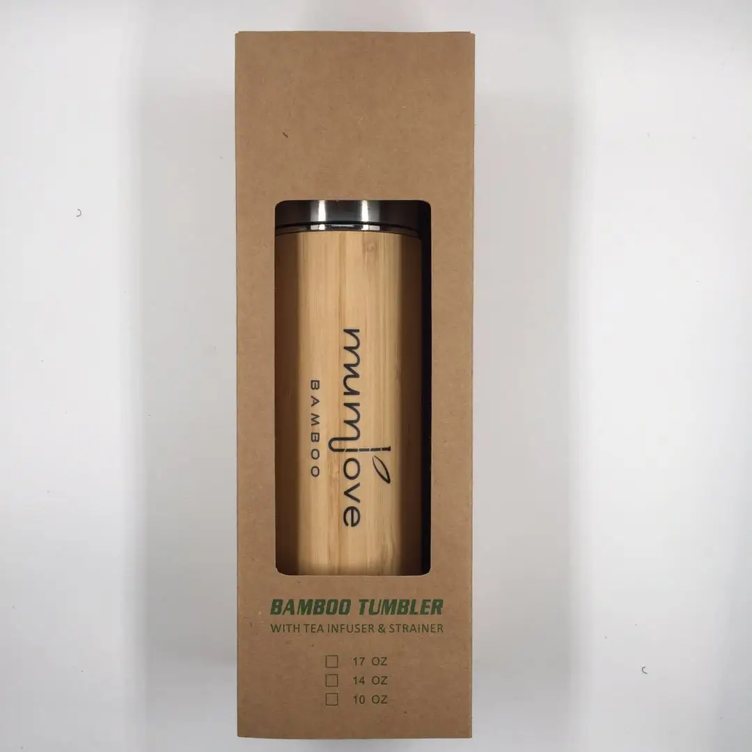 JOYE Bamboo tea tumbler stainless steel tea bottle vacuum flask with tea infuser