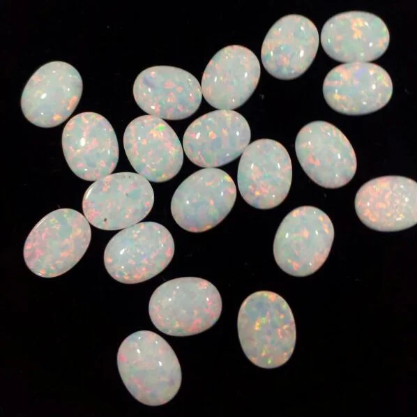 Hot Sale Oval Shape Cabochon Wholesale Lab Created Opal Oval High Grade Quality Ethiopian Fire Opal Cabochon Loose Gemstone Heat