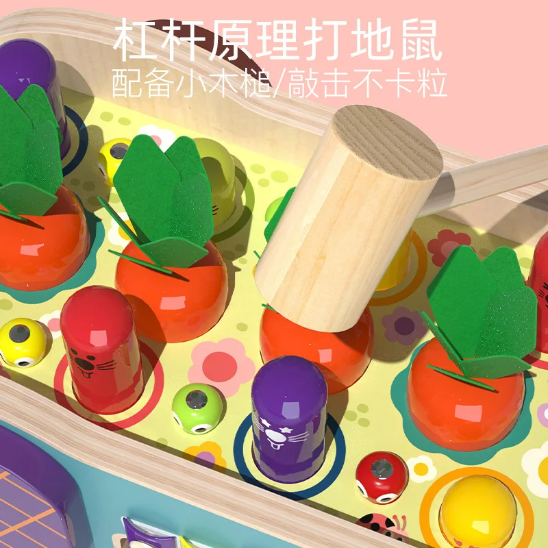 8 in 1 Elephant Wooden Hammering Pounding Toy Whack A Mole Game with Xylophone Montessori Toys for Toddlers Activities Gift