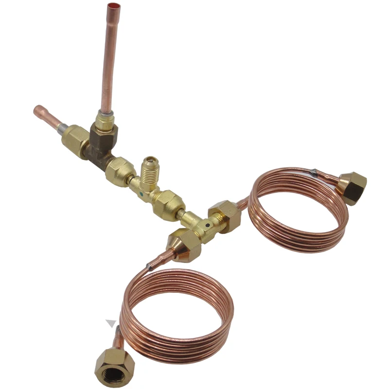 Brass TEE of 1pc FSAE to 2pcs MSAE flare is used to extend access port quantity to connect pressure sensors, gauges and others