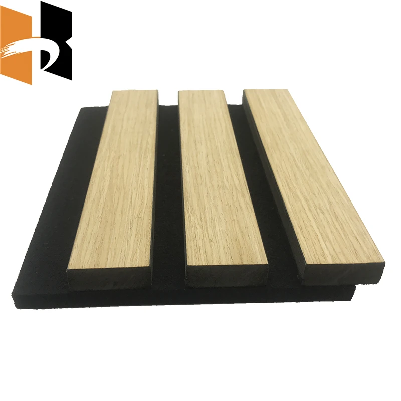 Soundproof Slats Laminated Wooden Veneera Acoustic Panel For Home