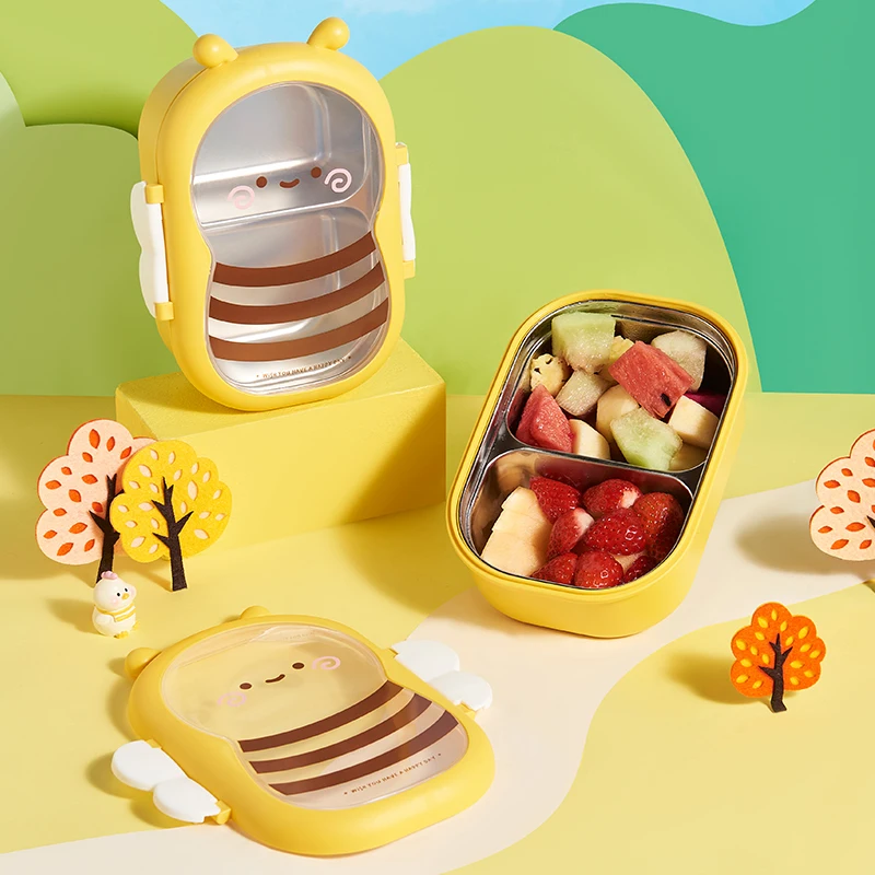 Мультфильм из нержавеющей стали Bento Box детская коробка для завтрака хранения продуктов