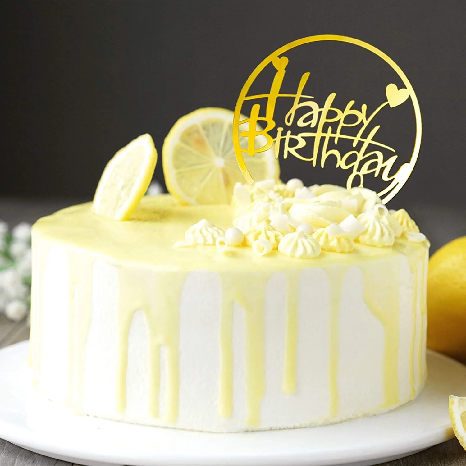 Beautiful Many Gold Style Acrylic Cake Topper Geometry Round Letter Cake Toppers Happy Birthday Wedding Party Cupcake Toppers