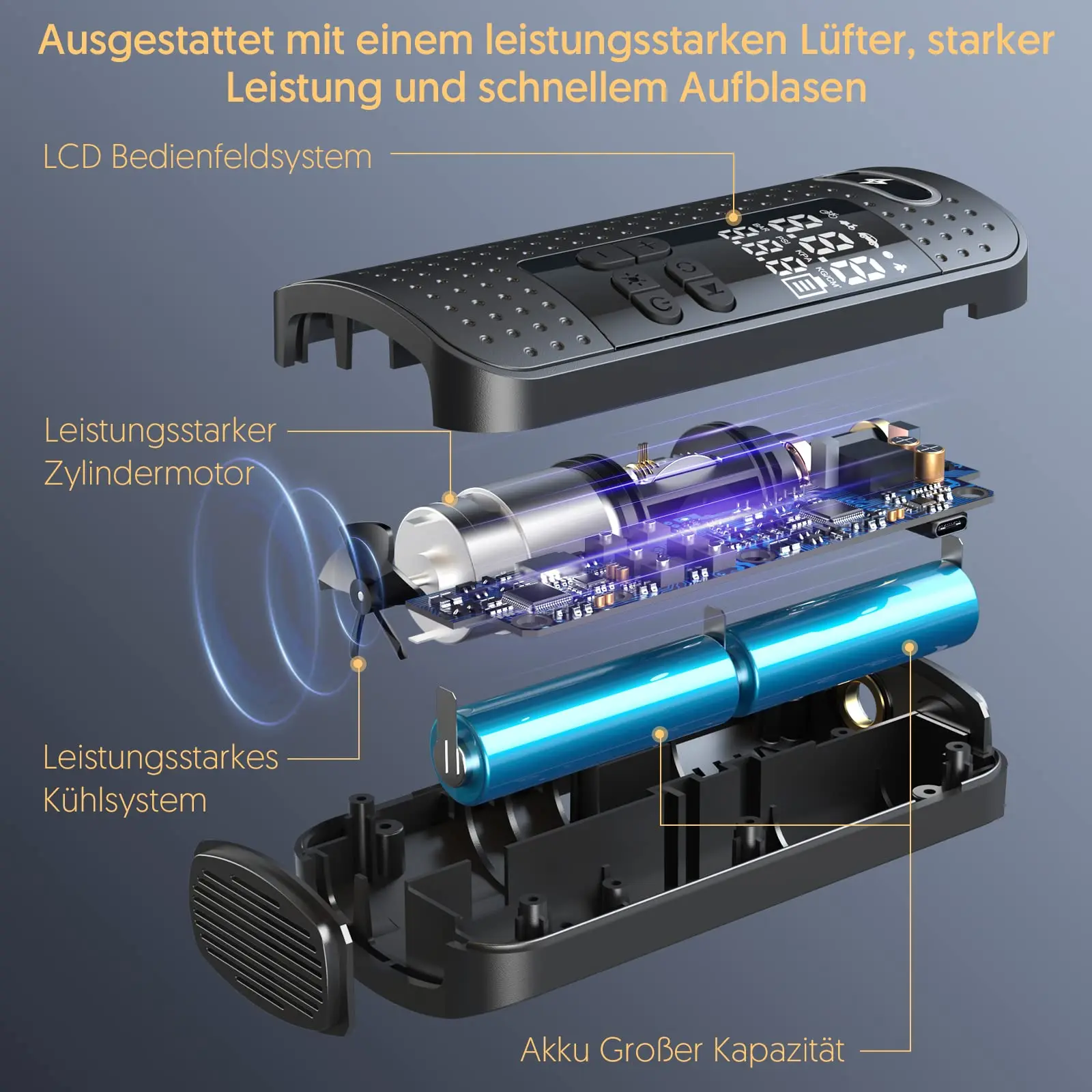 Heavy Duty Double Cylinder Tyre Inflator Portable Mini Air Pump Dc 12v Car Air Compressor Tire Inflator With Toolkit