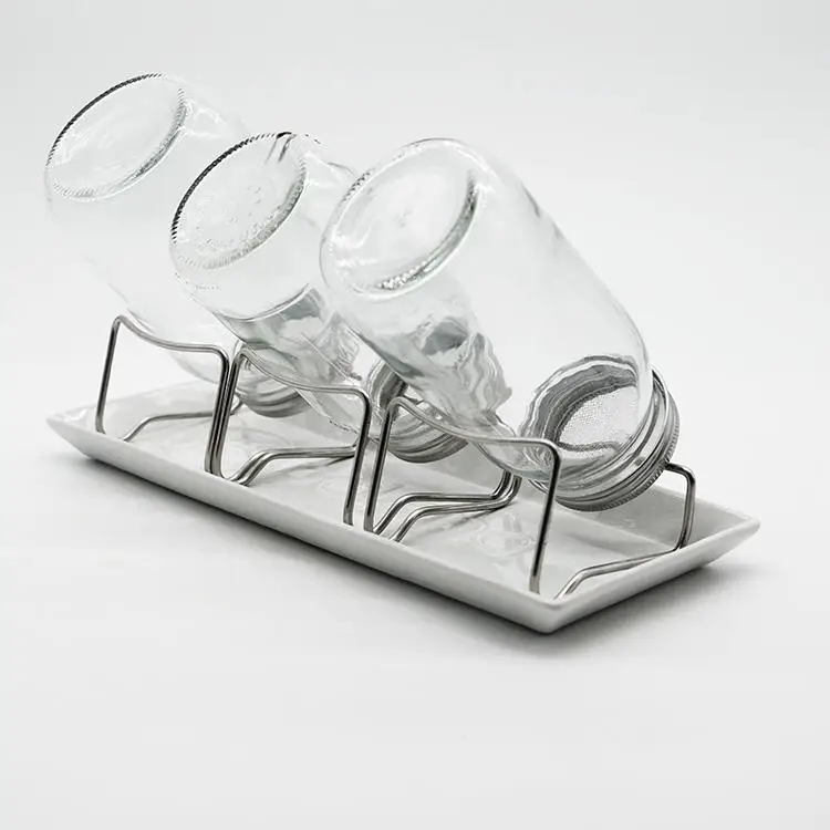 High Quality Three-piece Glass Seed Sprouting Jar Set With Trays Net Lids And Stainless Steel Holder And Sprouter Mason Jar Set