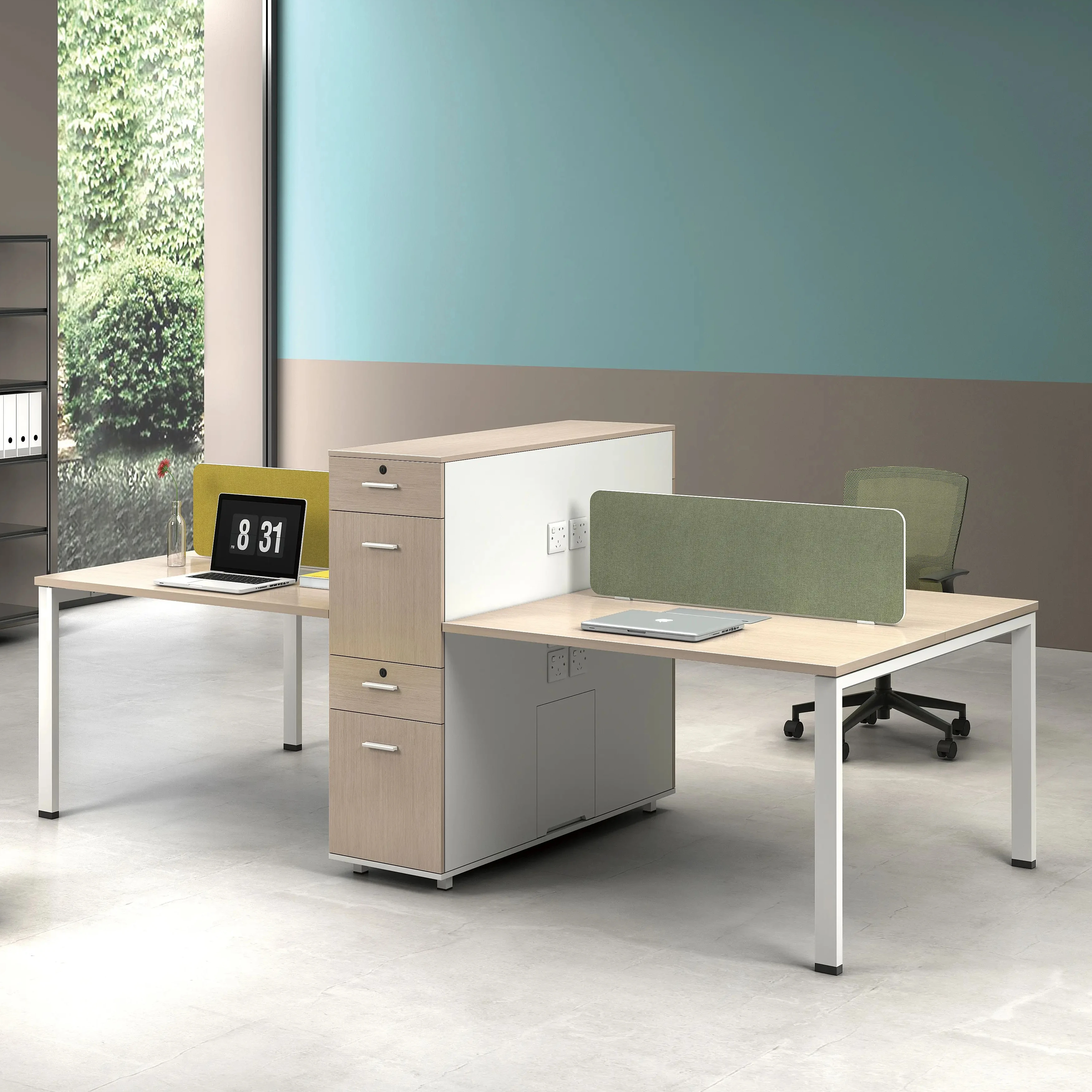 Customize Modern Design Business Cubicle Modular Cable Management Office System 2 4 6 Person Workstation Furniture Desk Table