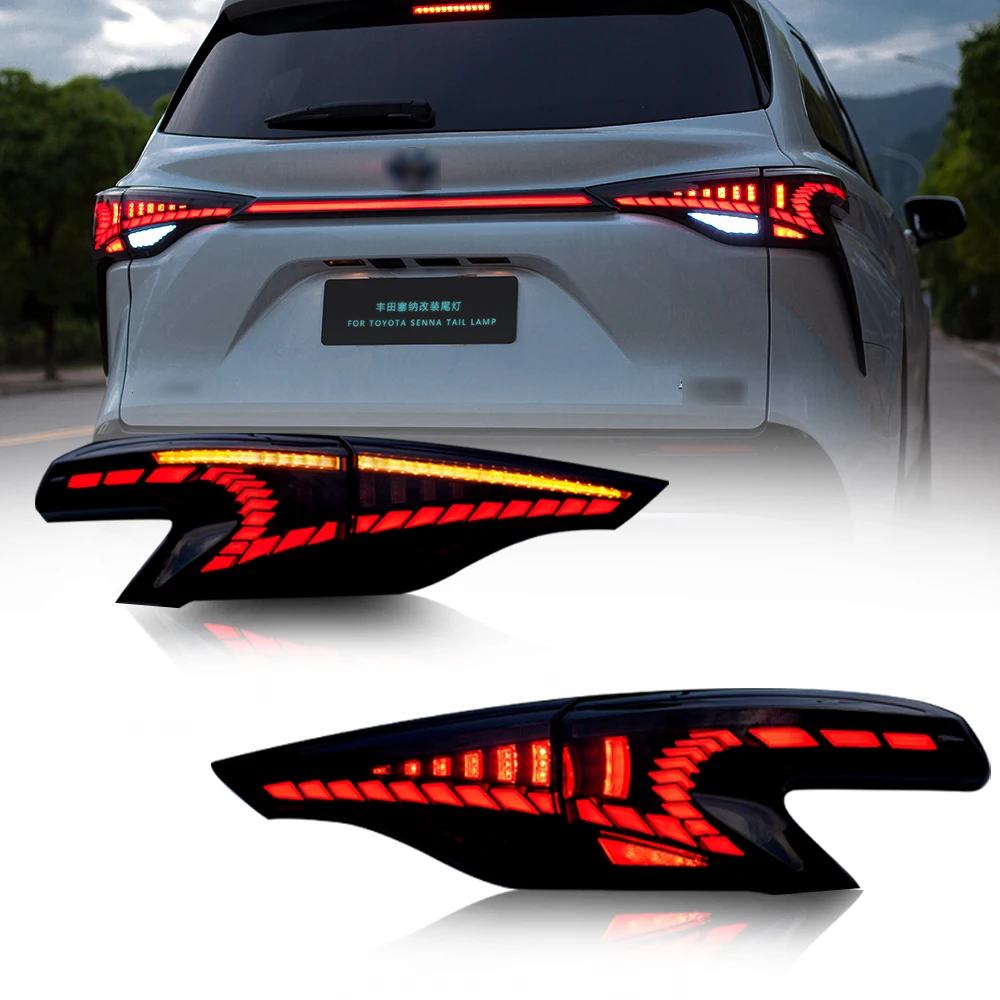 DK Motion Factory Car LED Tail Lights With Middle Trunk Lamp Spoiler Light DRL Rear Lamp for Toyota Sienna 2021-2022 TAIL LAMP