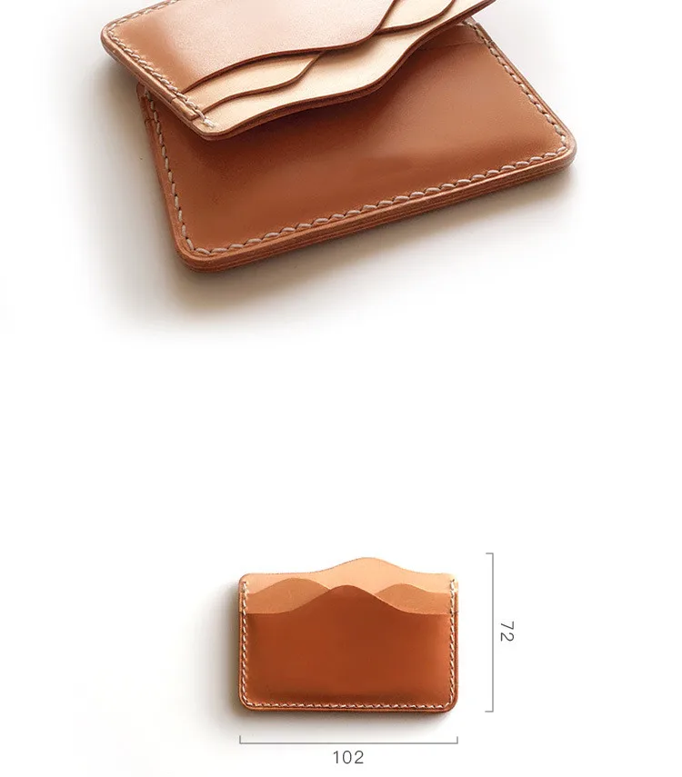 Genuine Leather Exquisite Stitched With Edge Paint Bifold Pocket RFID Card Wallet Holder