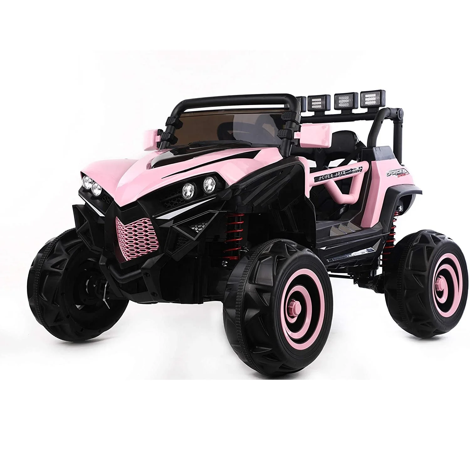 4WD Toy Vehicle 12V Kids Ride On Car Truck UTV w/MP3, Remote Control, LED Lights, Suspension_Pink