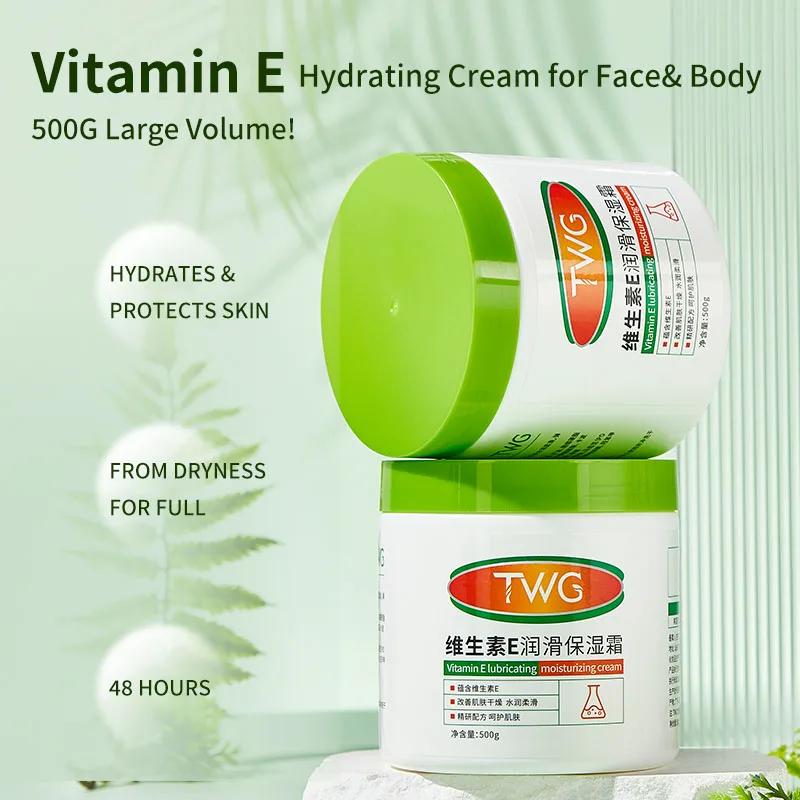 TWG Vitamin E Cream for Face and Body 500g Large Volume Skin Anti Cracking Moisturizing Face Cream Hydrating Vitamin E Cream