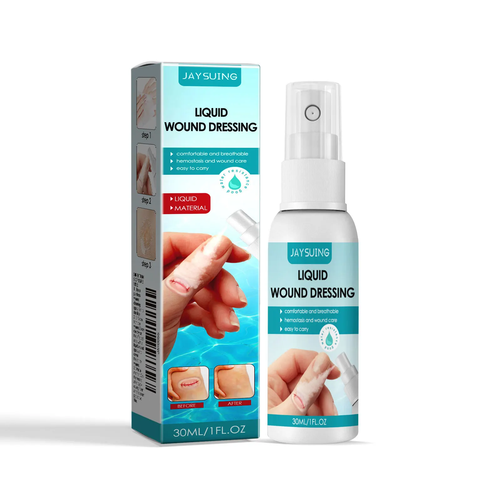 Breathable hemostatic and wound care waterproof with a comfortable liquid Bandage Band-aid spray