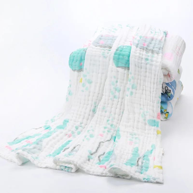 2019 hot selling On Amazon Newborn Muslin Cotton Warm Baby Bath Towels cotton baby towels with 6 layers