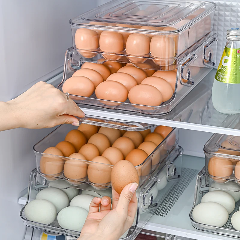 Hot Selling fridge Pull Out Plastic Plastic Egg Carton Chicken Egg Holder