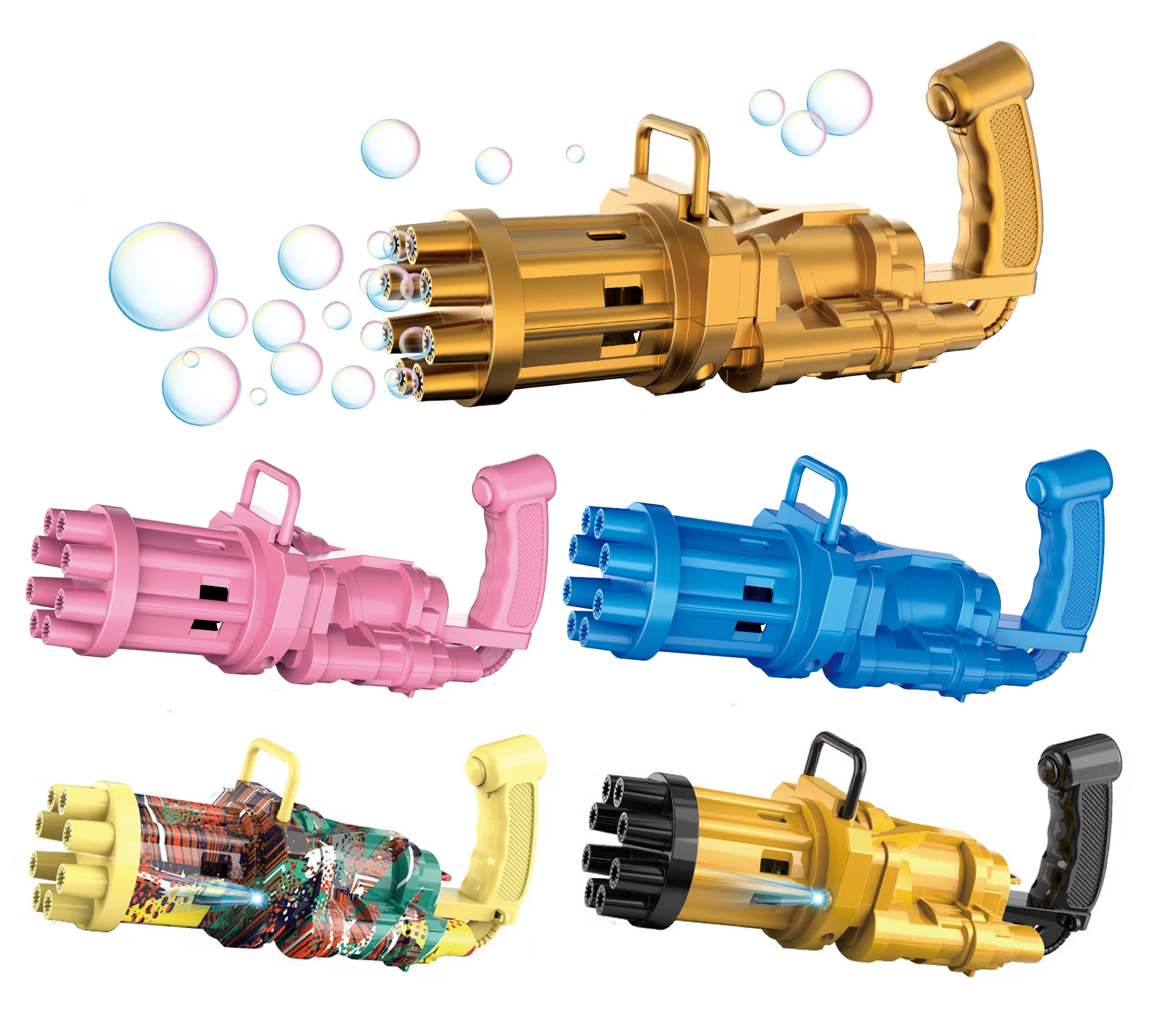 Outdoor 8 holes Automatic electric soap bubble toy Electric Machine blower gatling gun bubble machine toys for kids