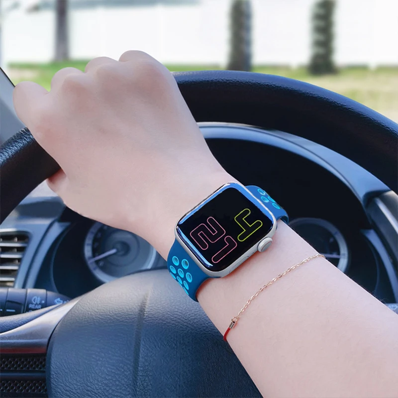 
Strap for apple watch band 44 mm 42mm 40mm 38mm two-color silicone watchband apple watch iwatch series 5 4 3 2 1 