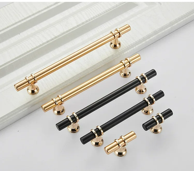 Aluminum Solid Hollow Bar Sliding Closet Wardrobe Door Hardware Modern Living Room T Bar Furniture Drawer Door Pull Handle