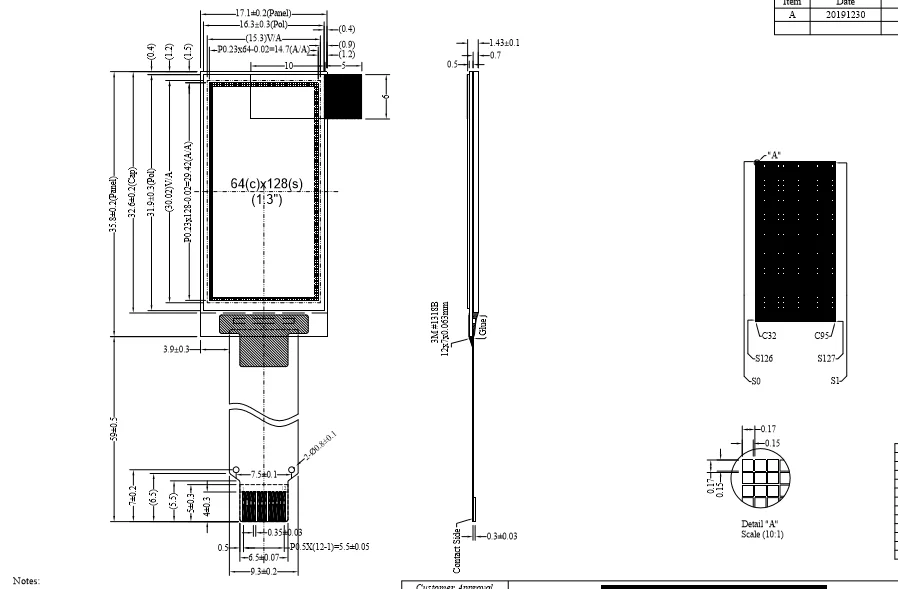 1.3' oled display 64*128 lcd module SH1107 I2C SPI 1.3inch oled