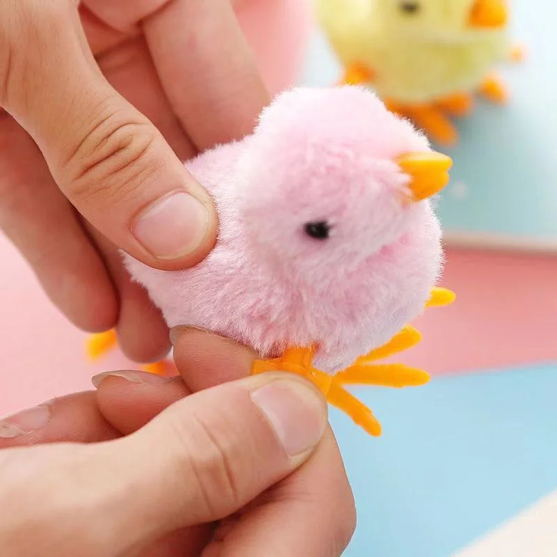 Hot Sale Cartoon Jumping Plush Simulation Jumping Chick Clockwork Toy