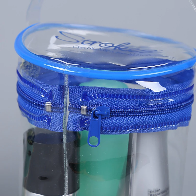 Transparent PVC Round Cylinder Make Up Bag Travel Cosmetic Bag clear plastic travel toiletry bags