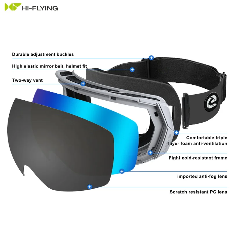 Wind proof private label skiing goggles wholesale fashion snow ski goggles glasses snowboarding goggles