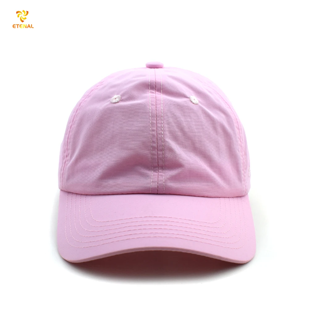Custom embroidery logo nylon baseball hat waterproof unstructured pink baseball cap