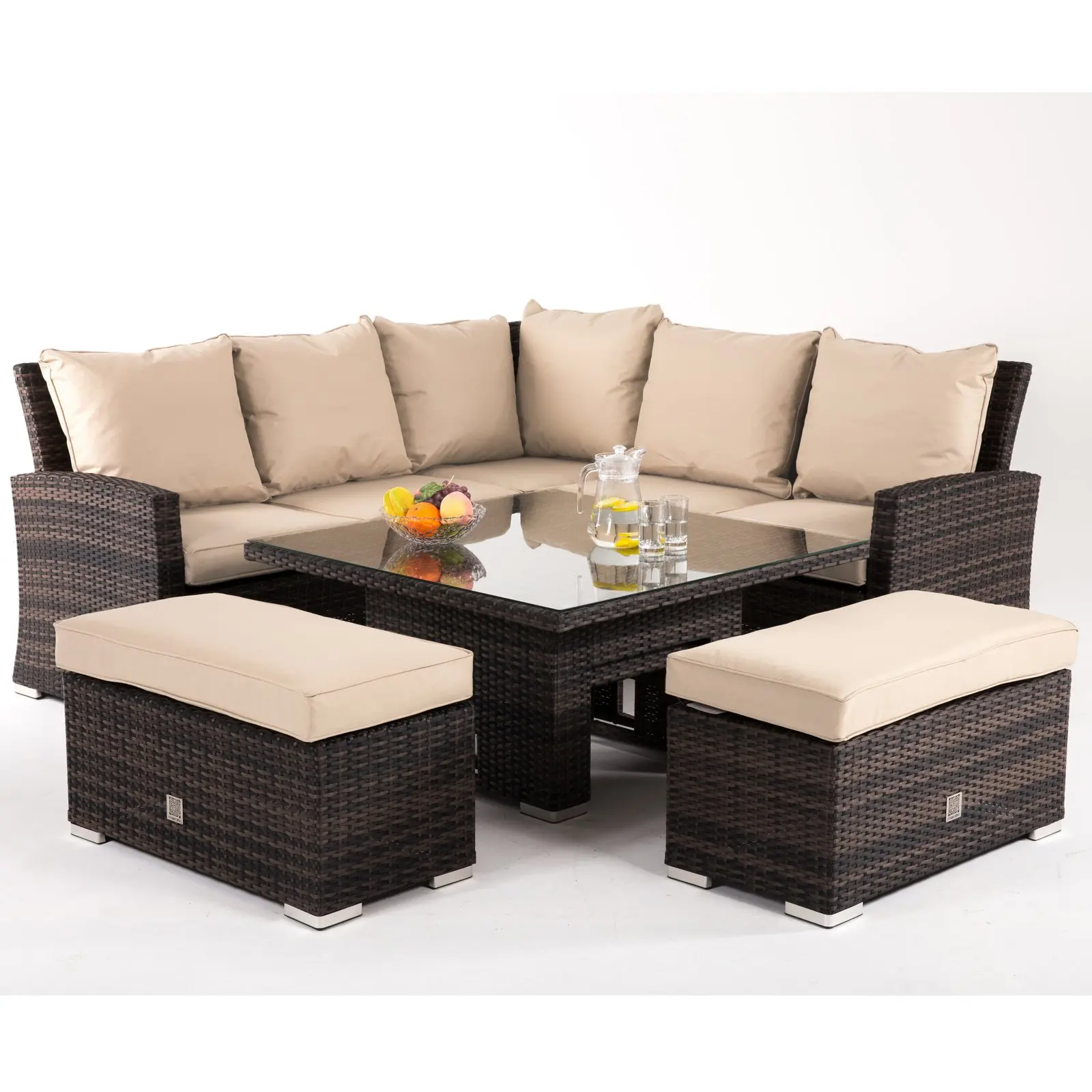 Hot Rattan Winchester Royal Corner Dining Set With Ice Bucket Rising Table Corner Sofa Set In Winchester